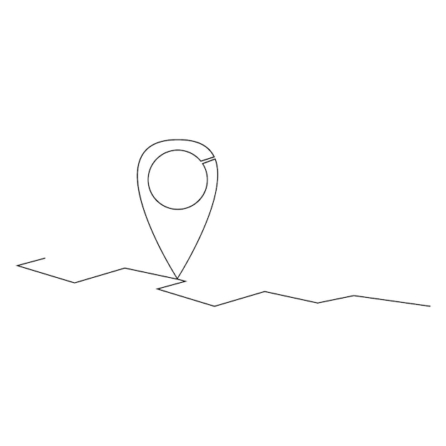 Puntos de ubicación un dibujo de línea continua aislado en fondo blanco diseño minimalista