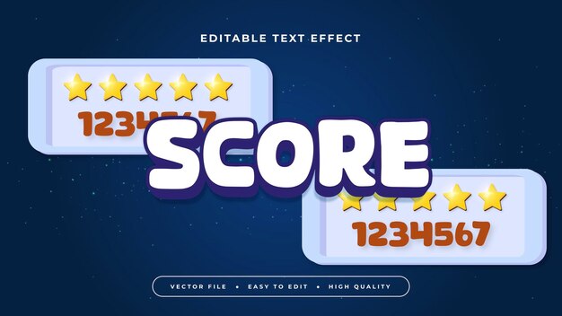 Puntuación blanca y azul 3d Efecto de texto editable Estilo de fuente