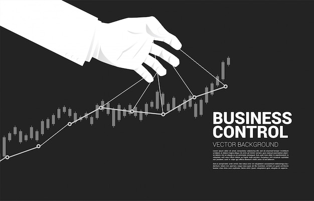 Puppet Master que controla el gráfico creciente del negocio. Concepto de manipulación y control de mercado.