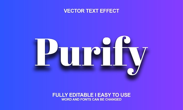 Purificar efecto de texto vectorial de fuente editable