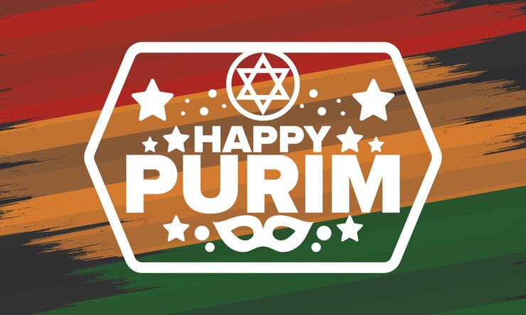 Vector purim feliz purim fiesta religiosa judía estrella de david máscara de carnaval historia de israel vector