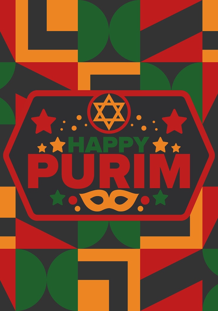 Vector purim feliz purim fiesta religiosa judía estrella de david máscara de carnaval historia de israel vector