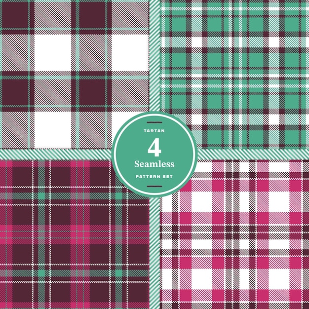 Purple Brown Pale Teal Greeny Blue and Warm Grey seamless pattern set of 4