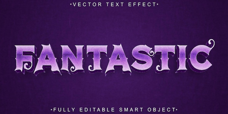 Vector purple dream fantastic vector efecto de texto de objeto inteligente totalmente editable