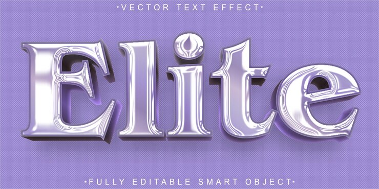 Vector purple luxury glitter elite vector efecto de texto de objeto inteligente totalmente editable