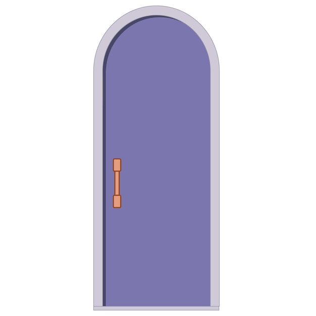 Púrpura, arco, tipo, puerta, con, marco ligero, y, manija de la puerta, aislado, blanco, plano de fondo Clipart