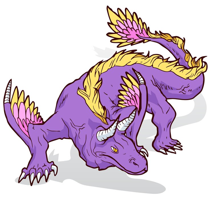 púrpura, lagarto, pájaro, dragón, bestia, monstruo, ilustración