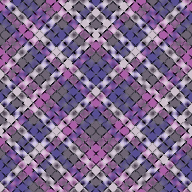 Púrpura pixel plaid tela textura de patrones sin fisuras