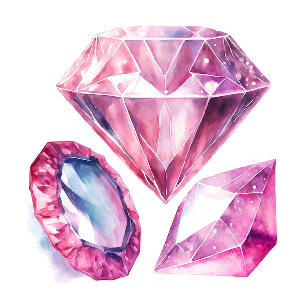 Púrpura rosa diamante roca joyería mineral aislado ilustración elemento geométrico cuarzo polígono