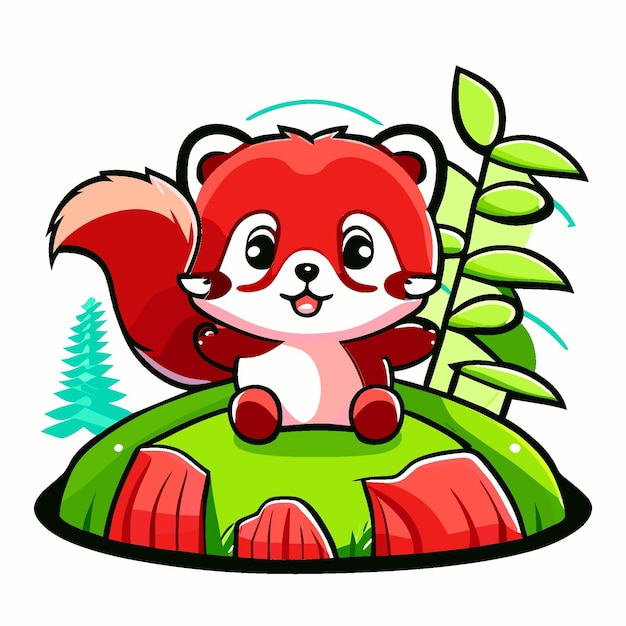 Vector purrfectly juguetón bosque de bambú y bebé panda rojo tee gráfico