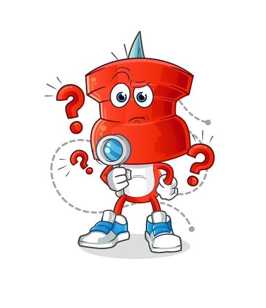 Push pin head dibujos animados buscando ilustración vector de caracteres