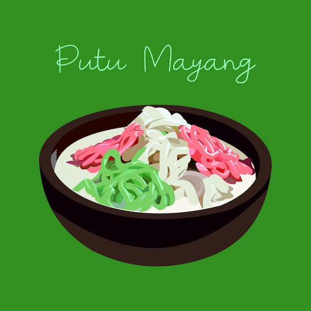 Vector putu mayang jajanan pasar makanan tradicional