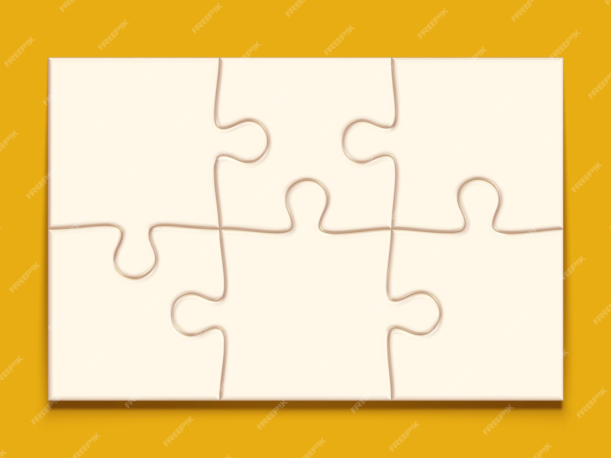 Puzzle 3x2 grid jigsaw 6 piezas de maqueta rompecabezas mental y plantilla de juego mosaico | Vector Premium