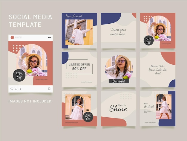 Puzzle Instagram Feed Template Moda Mujer