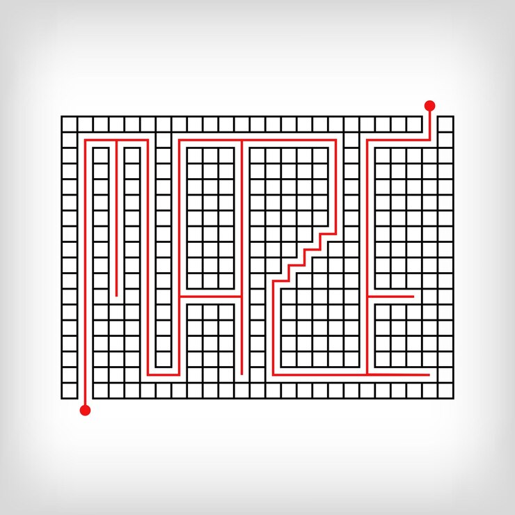 Vector puzzle de letras de diseño de laberinto confuso juego confuso y conjunto de actividades educativas