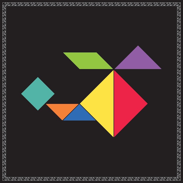 Puzzle de Tangram Helicóptero Vector Ilustración geométrica de colores