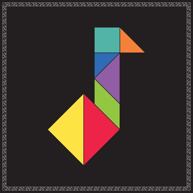 Puzzle Tangram Nota musical Vector Ilustración geométrica de colores