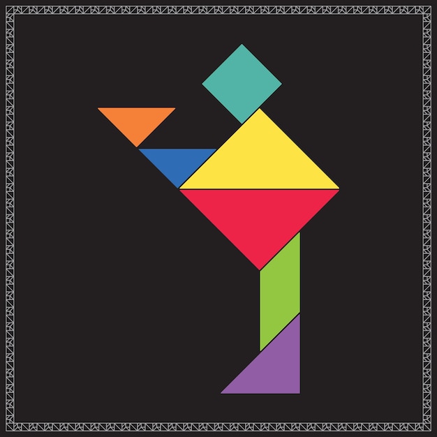 Puzzle de Tangram Vector de camarero Ilustración geométrica de colores