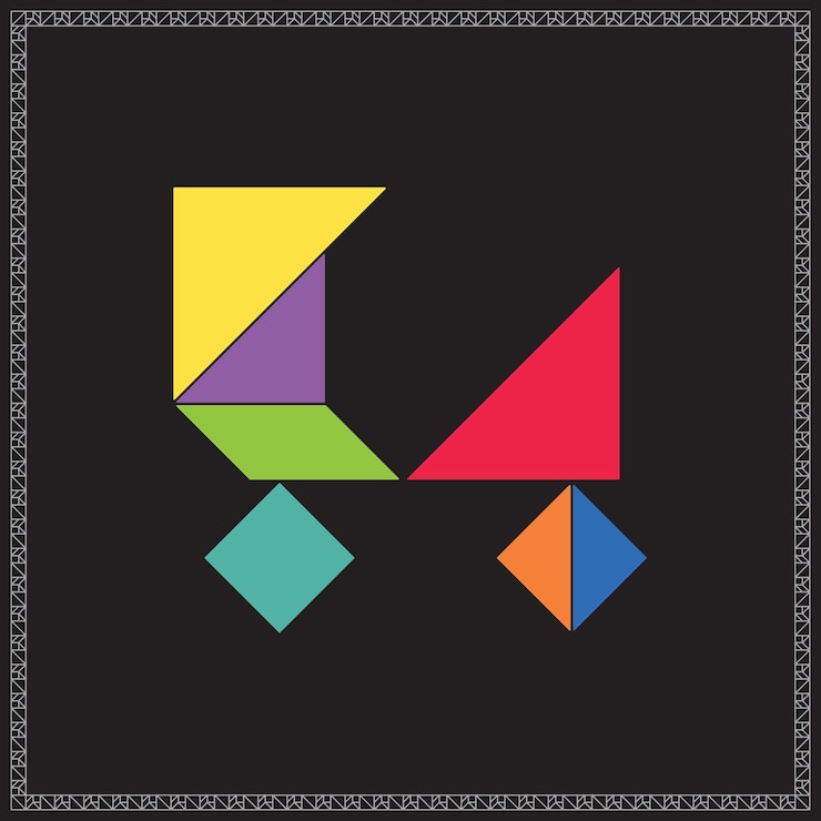 Vector puzzle de tangram vector de carruaje ilustración geométrica de colores