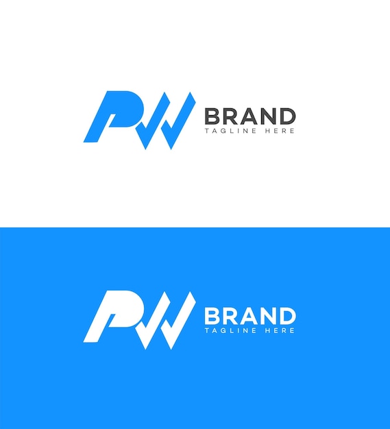 PW Letrero del logotipo de la identidad del signo del símbolo de la plantilla