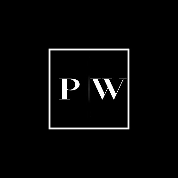 PW Logotipo de tipografía minimalista