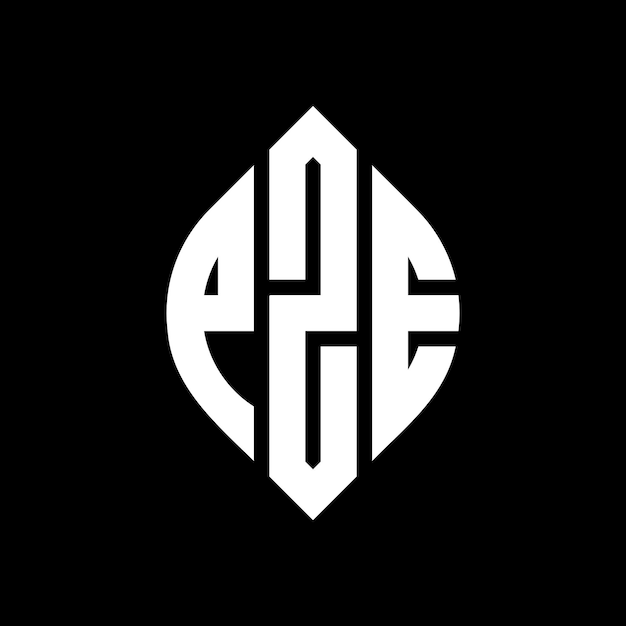 PZE diseño de logotipo de letras circulares con forma de círculo y elipse PZE letras elípticas con estilo tipográfico Las tres iniciales forman un logotipo de círculo PZE círculo emblema monograma abstracto letra marca vector