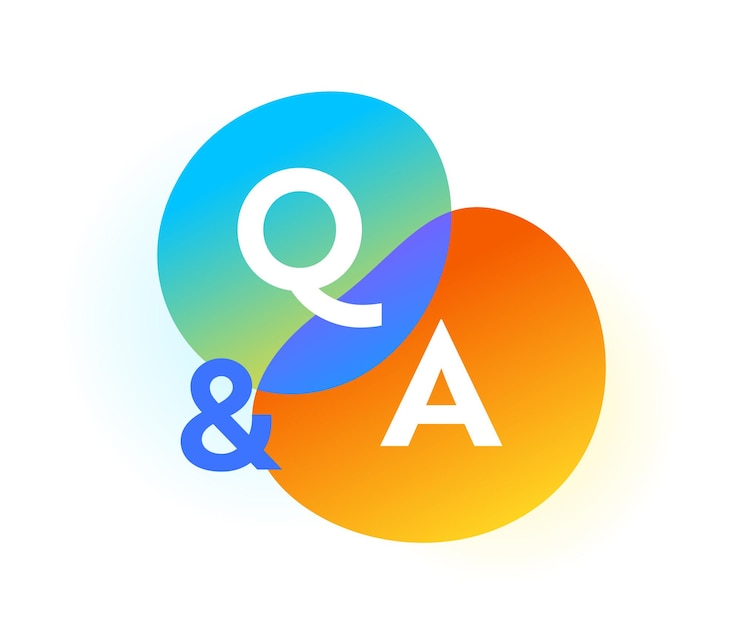 Vector q and a gradient bubbles, question and answer web icon. letras mayúsculas, comunicación, símbolos de chat para infografía
