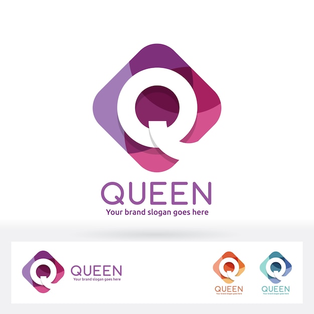 Q Letra en armonía Color Ronda Esquina Rectángulo Logotipo