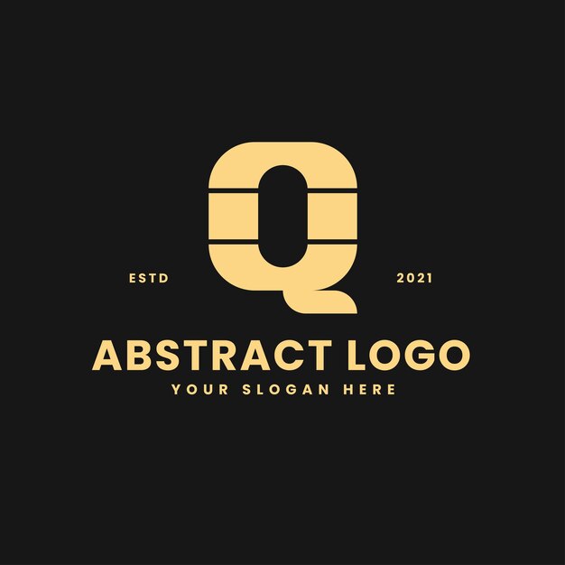 q letra lujoso bloque geométrico de oro concepto logo vector icono ilustración
