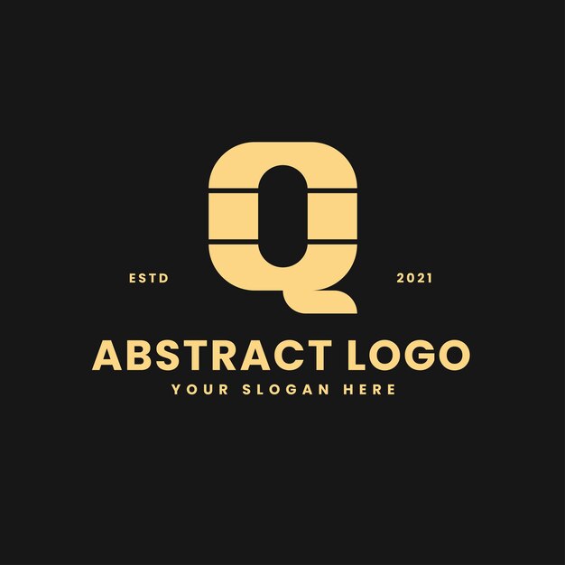 Q letra lujoso bloque geométrico de oro concepto logo vector icono ilustración