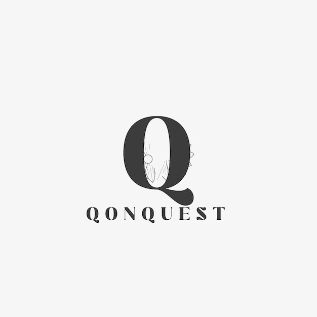 Q Letter Logo con concepto floral creativo para empresa negocio belleza bienes raíces Vector Premium