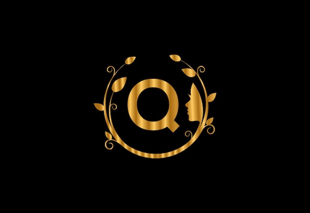 Q mujeres posteriores Ilustración conceptual del logotipo de un hermoso vector