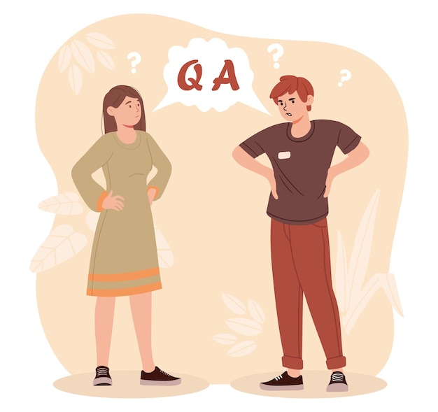 Vector qa hombre y mujer