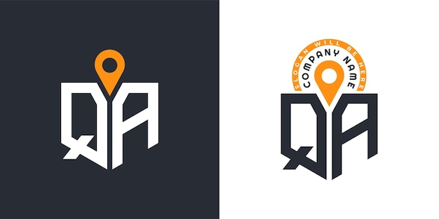 QA Ubicación Logo Bundle Carta QA Logo Iconos de doble vector para el reclutamiento y la navegación