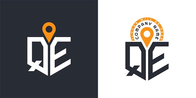 QE Ubicación Logo Bundle Carta QE Logo Iconos de doble vector para el reclutamiento y la navegación