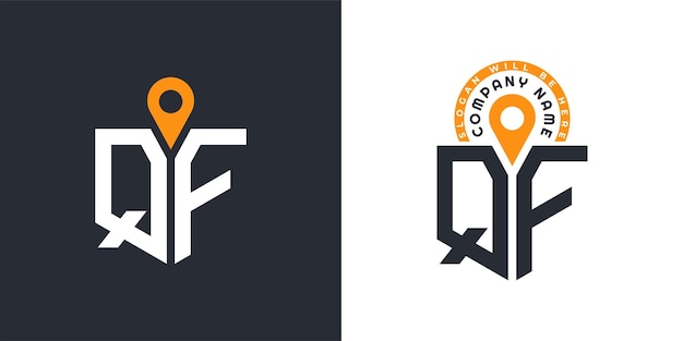 QF Lugar Logo Bundle Carta QF Logo Iconos de doble vector para el reclutamiento y la navegación