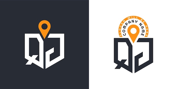 QJ Ubicación Logo Bundle Carta QJ Logo Iconos de doble vector para el reclutamiento y la navegación
