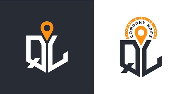 QL Ubicación Logo Bundle Carta QL Logo Iconos de doble vector para el reclutamiento y la navegación