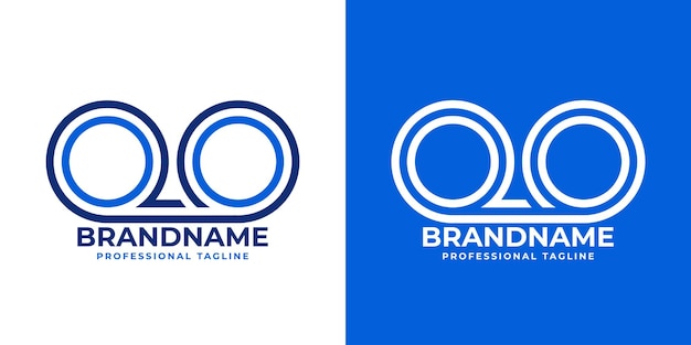 QO Líneas Monograma Logotipo adecuado para negocios con las iniciales QO u OQ