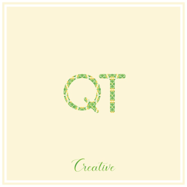 QT Logo verde natural último diseño del logotipo Ilustración vectorial Logotipo creativo Logotipo mínimo Monograma