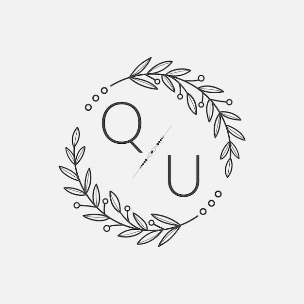 QU monograma inicial boda con línea de círculo creativo