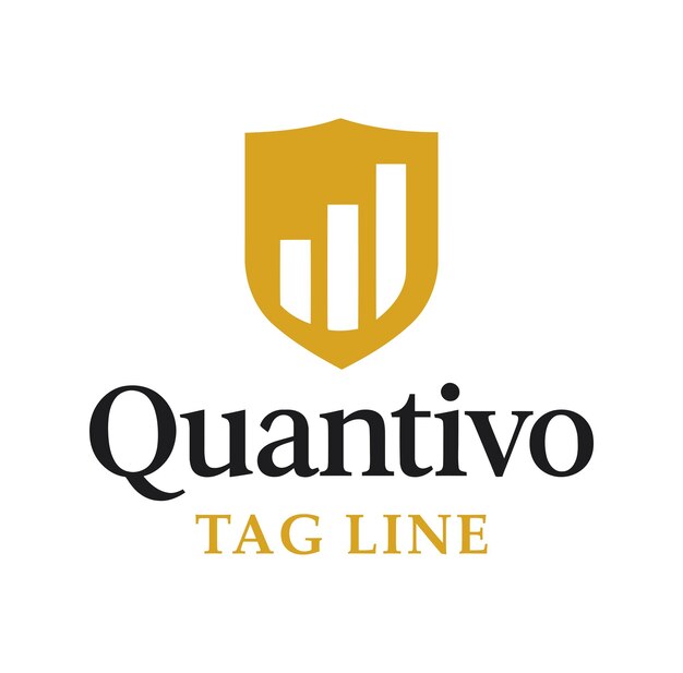 Quantivo Logo Gold Shield Growth Chart Financial Branding Business Identity