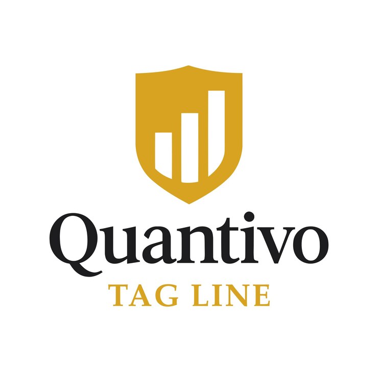 Quantivo Logo Gold Shield Growth Chart Financial Branding Business Identity