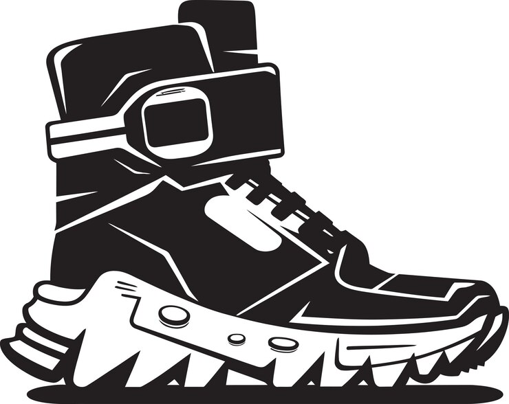 Vector quantumquip diseño elegante del logotipo de las botas futuristas digital dash hi tech sci fi botas emblema en vecto