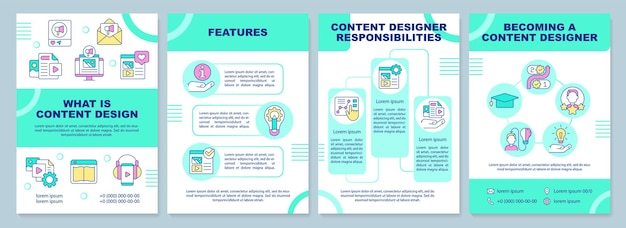 Vector ¿qué es la plantilla de folleto verde de diseño de contenido?