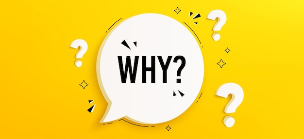 ¿Por qué pregunta burbuja de chat conversación pregunta burbuya de habla fondo amarillo con la palabra por qué