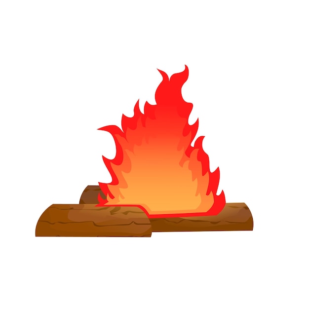 Quema hoguera marrón troncos de madera fuego rojo fogata hoguera hoguera para el campamento aislado en blanco
