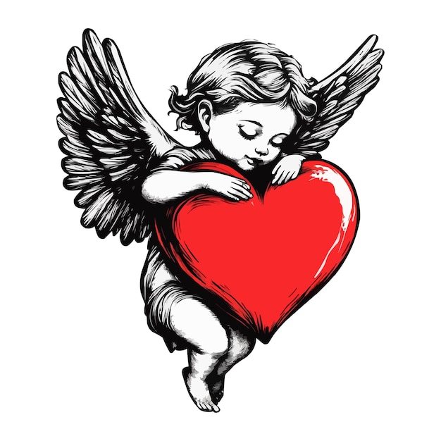 El querubín con el corazón rojo