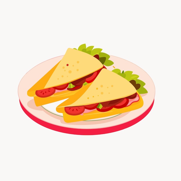 Quesadillas comida rápida 2D Ilustración vectorial Diseño gráfico de fondo blanco