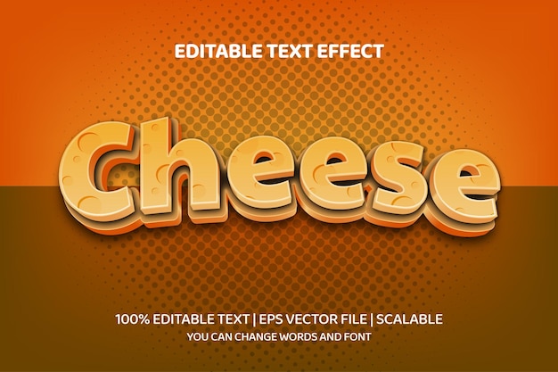 Queso estilo 3d efecto de texto editable